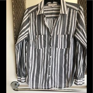 Black/white vertical stripes Loft size m blouse